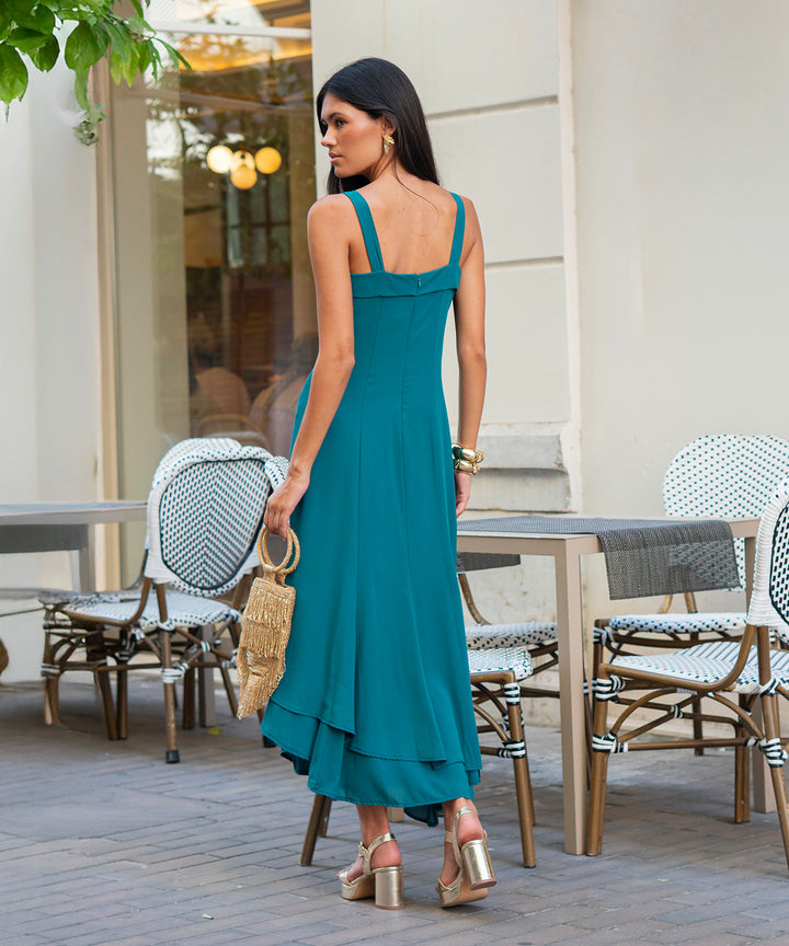 Vestido asimetrico Ryota Fall petroleo