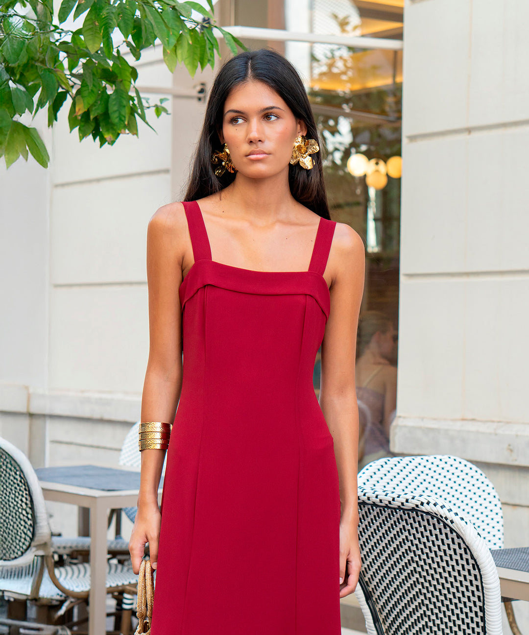 Vestido asimetrico Ryota burdeos