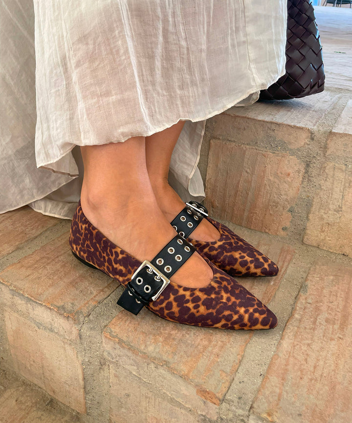 Leopard studded ballerina