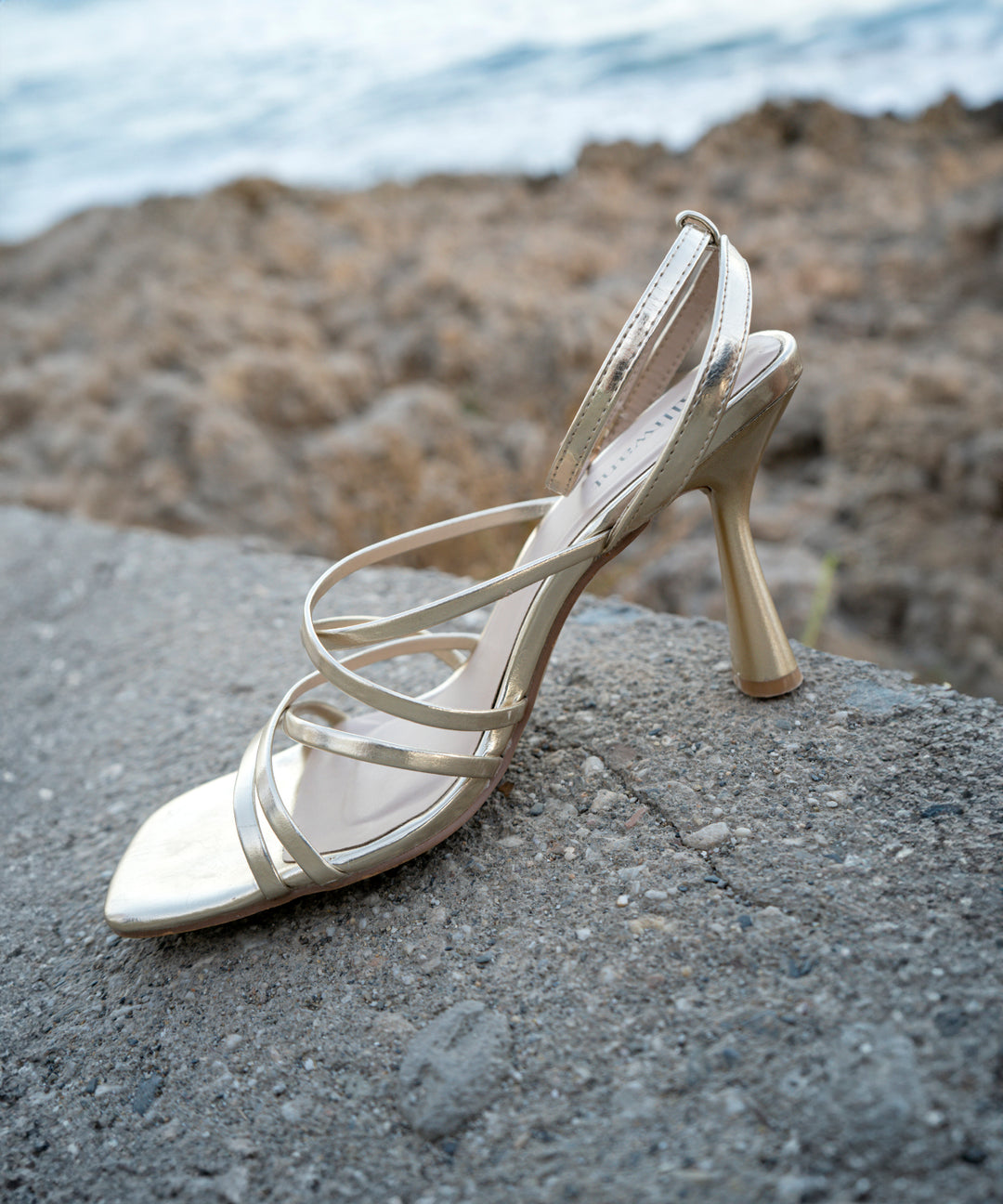 Flore gold heel strap sandals