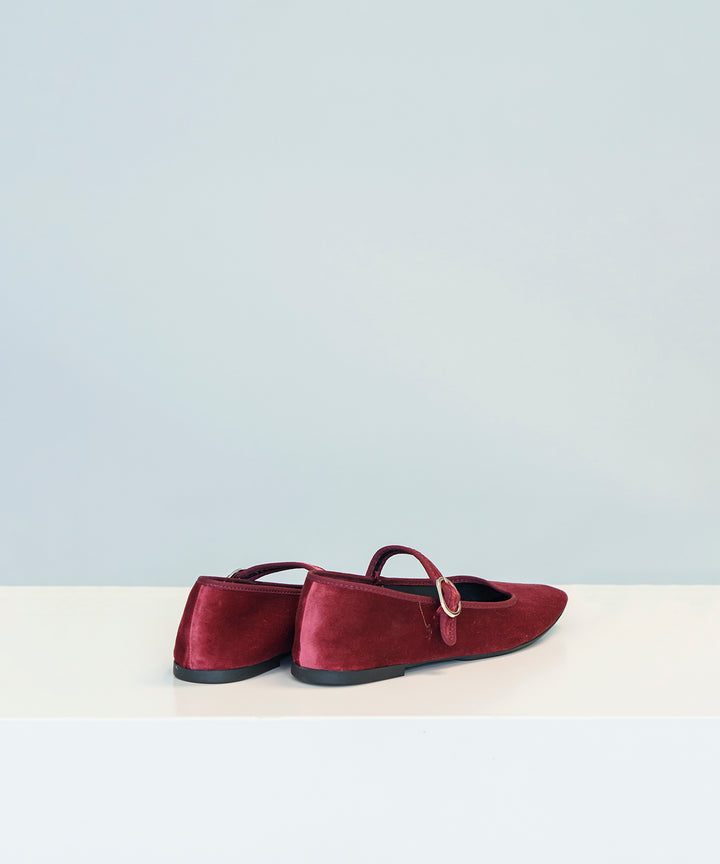 Burgundy velvet ballerina