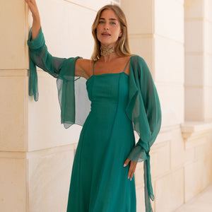 Blusa capa seda verde esmeralda