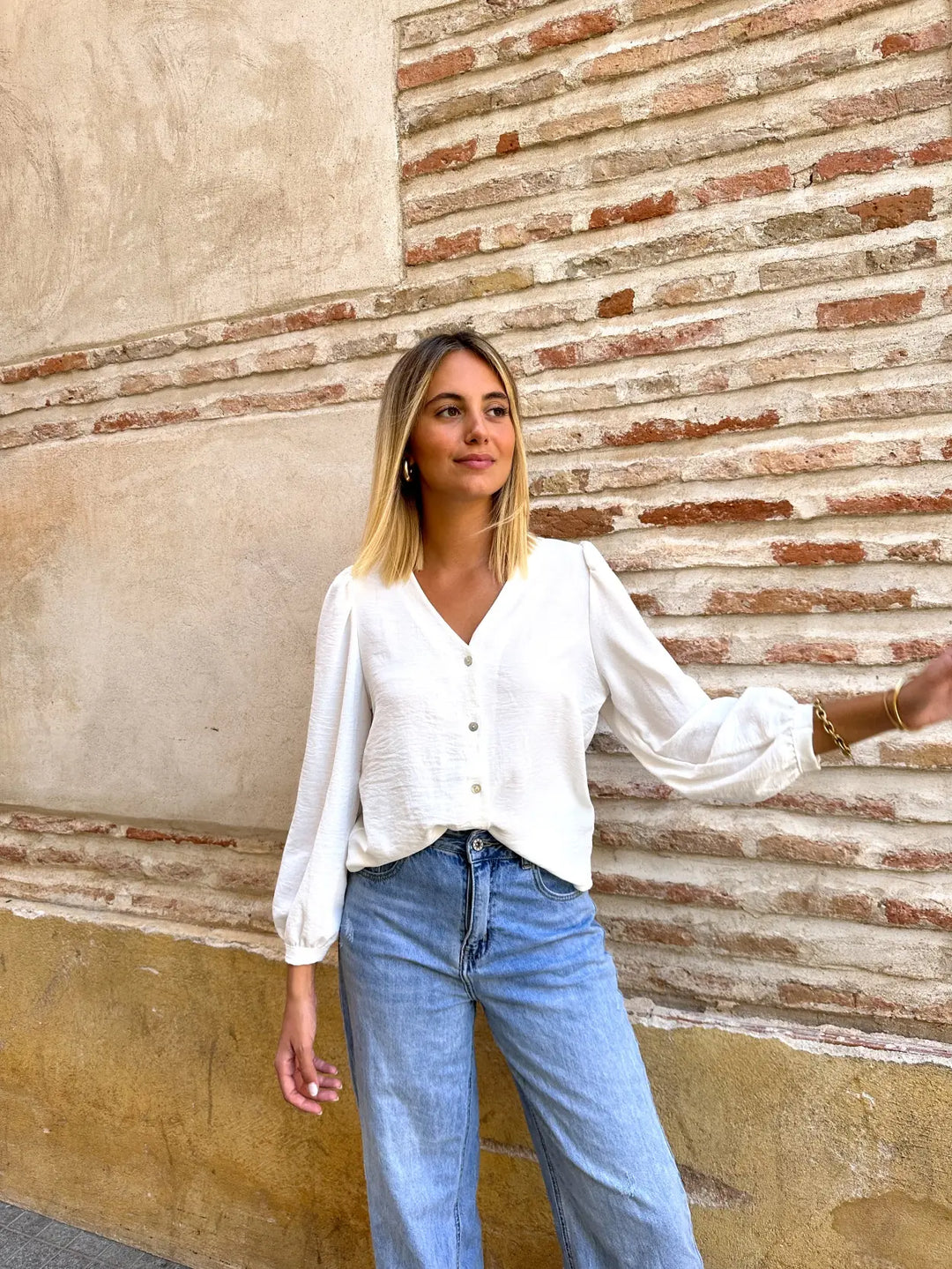 Blusa botones manga codo de alliwant