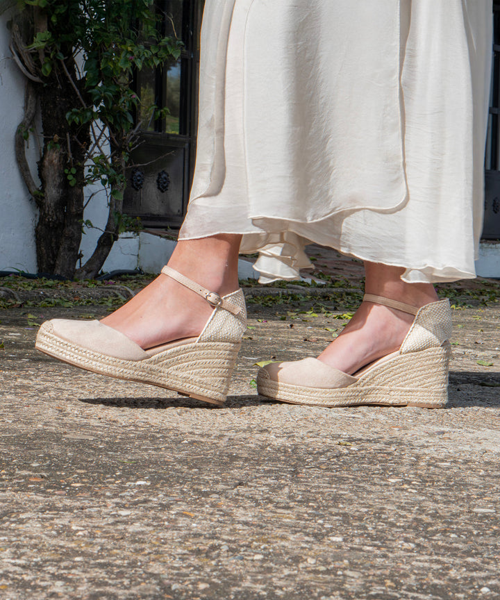 Cuñas pulsera tobillo beige