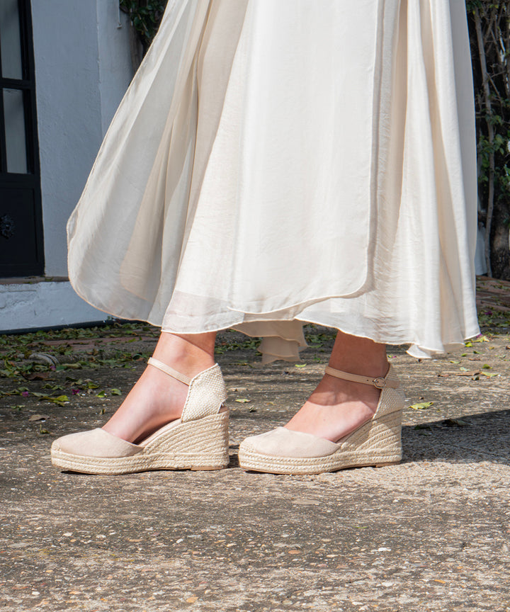 Cuñas pulsera tobillo beige