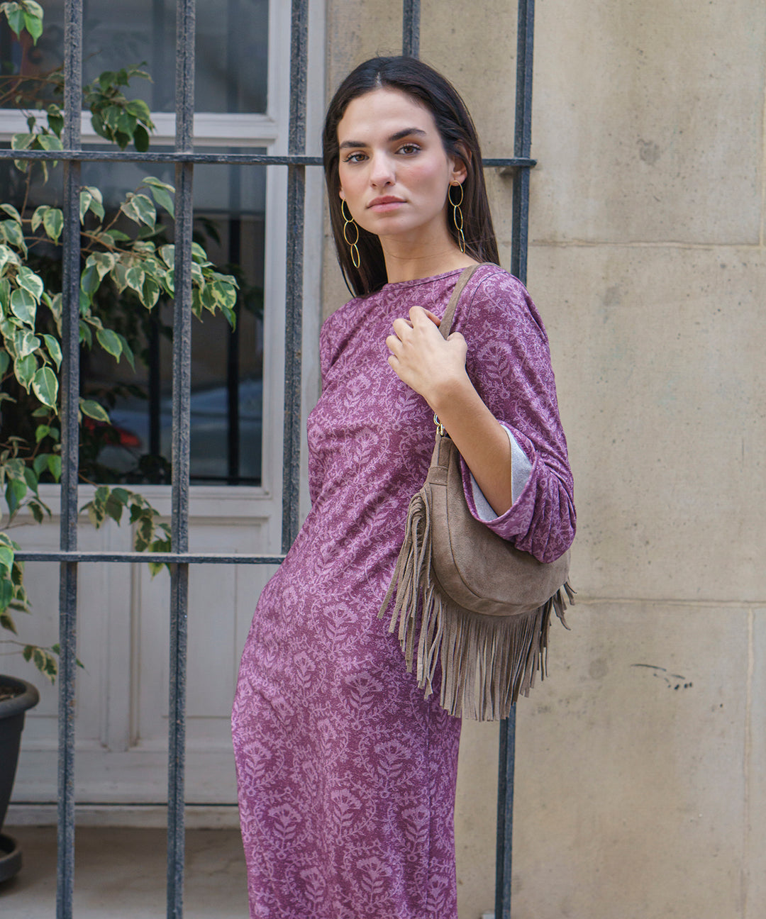 Purple open back dress