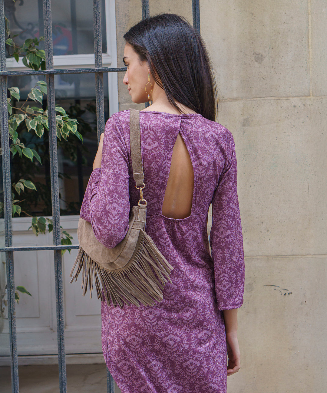 Purple open back dress