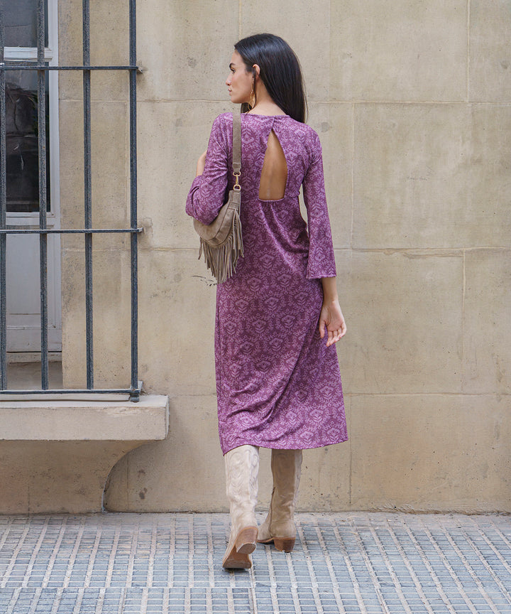 Purple open back dress