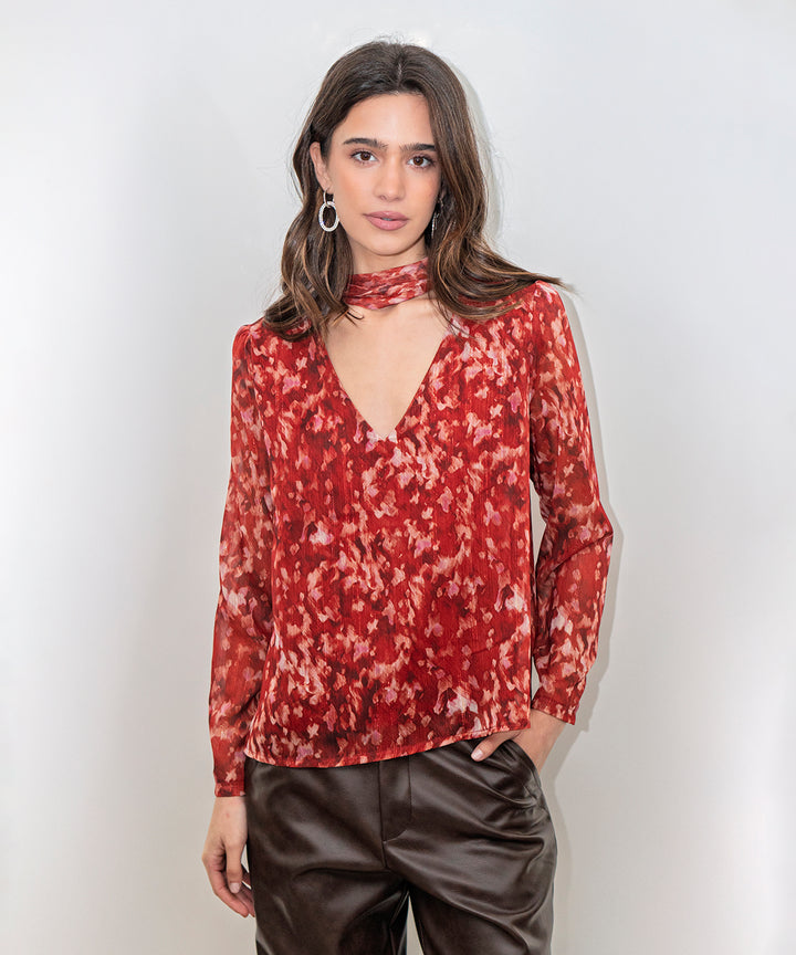 Pampaneira lurex chiffon blouse