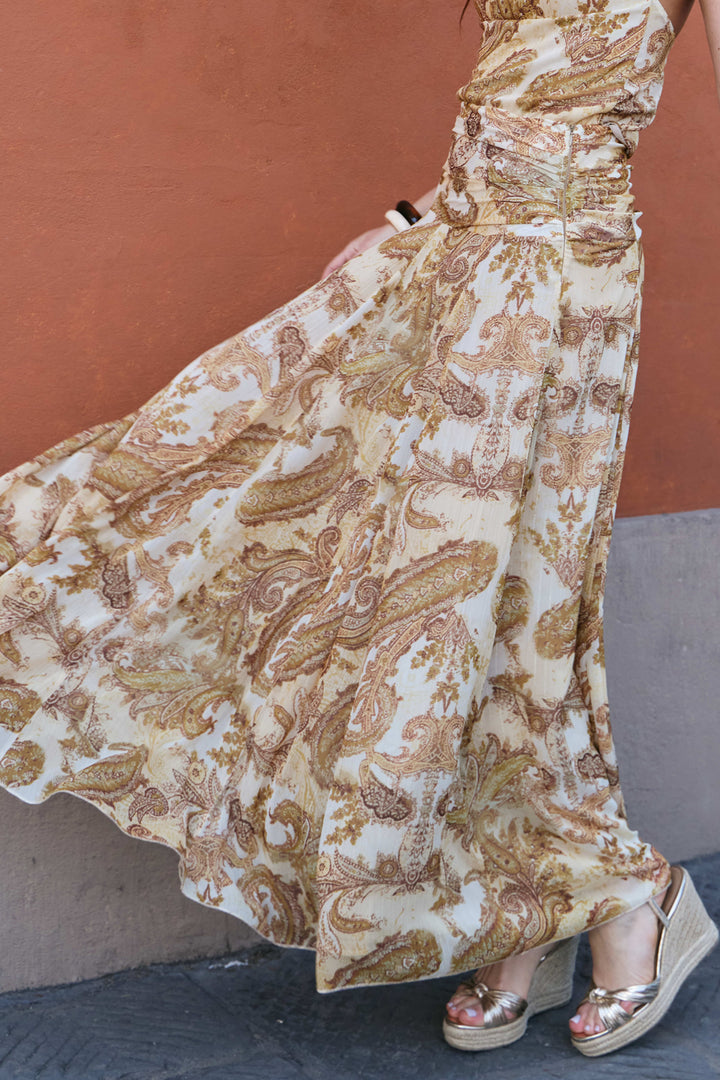 Falda Larga Estampado Cachemir Fioral detalle | Alliwant