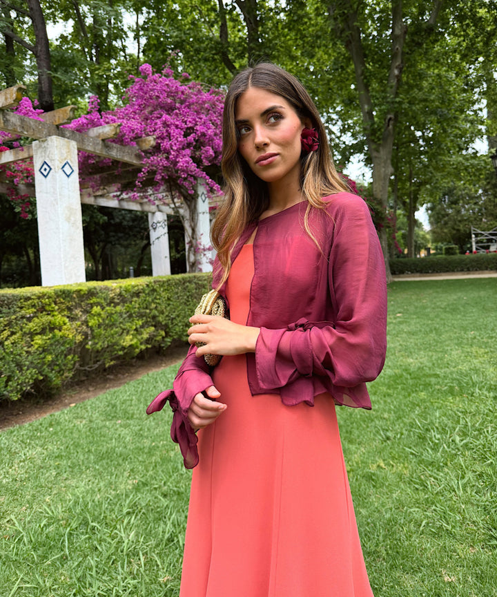 Burgundy cape blouse