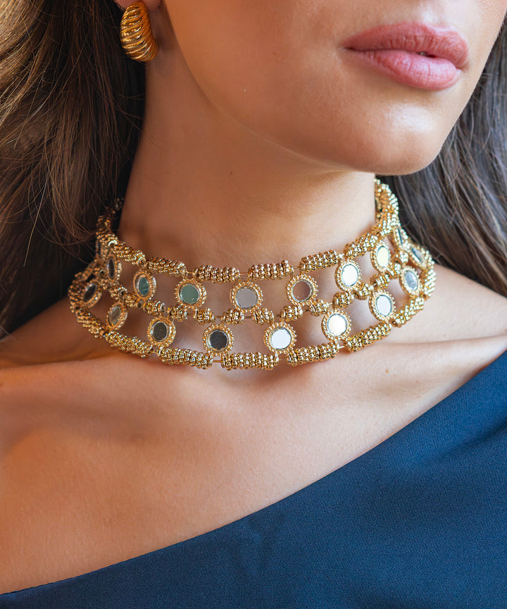 Choker ancho espejos circulares