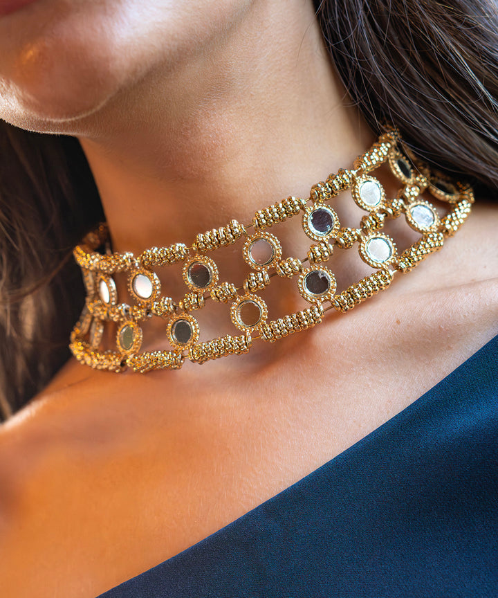 Choker ancho espejos circulares