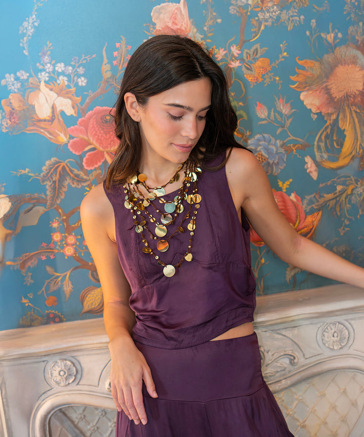 Collar multihileras lentejuela