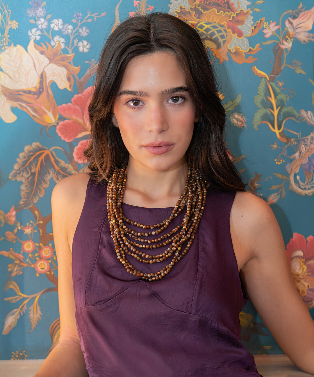 Collar multihileras cuentas