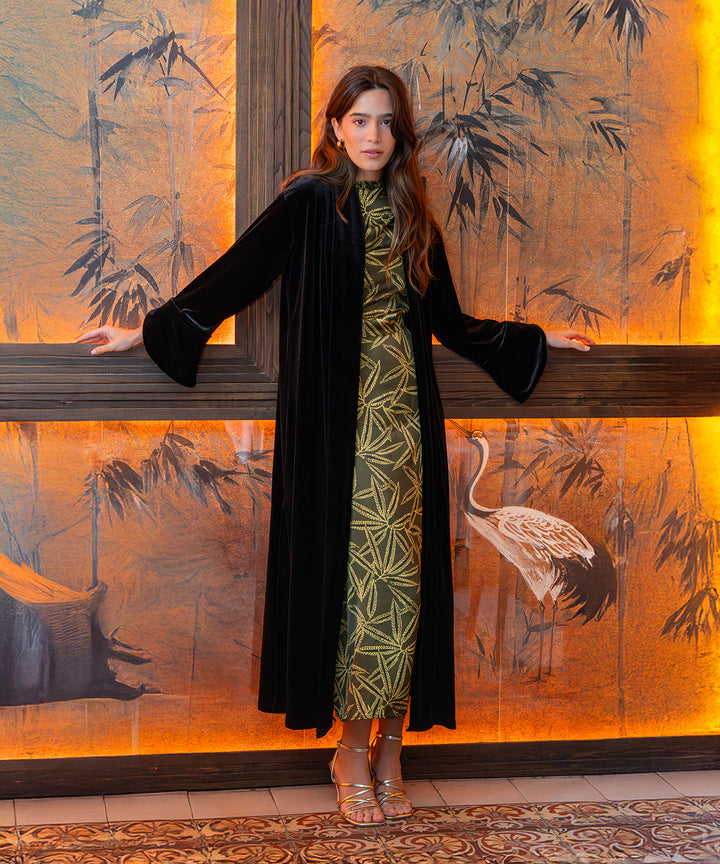 Kimono largo terciopelo negro