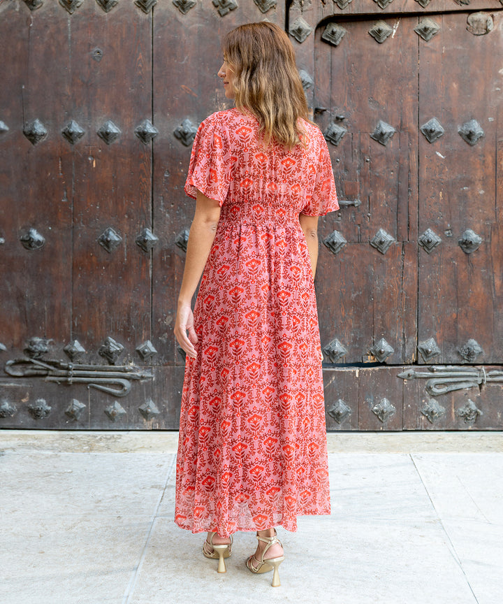 Vestido Ximena rosa detalle