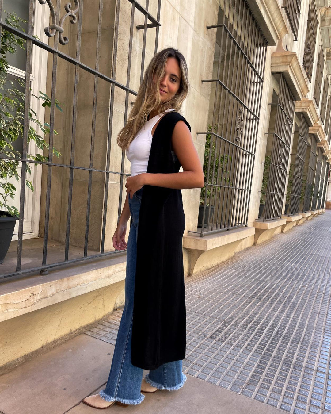 Chaleco Negro Outfit Chaleco De Lana Chaleco Fluido Punto Mujer