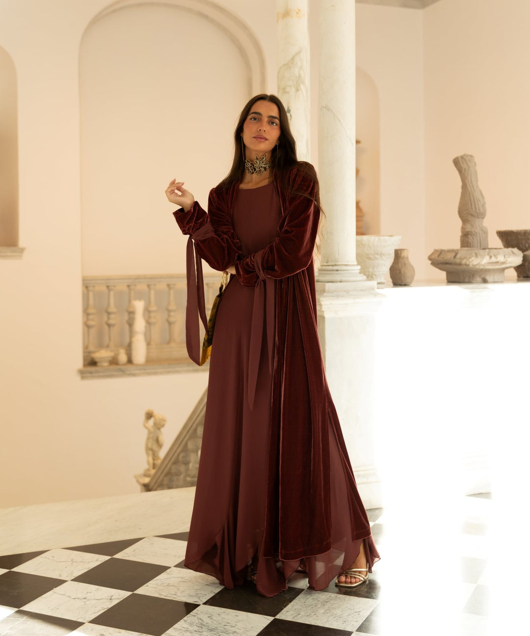 Kimono terciopelo barolo Carezza