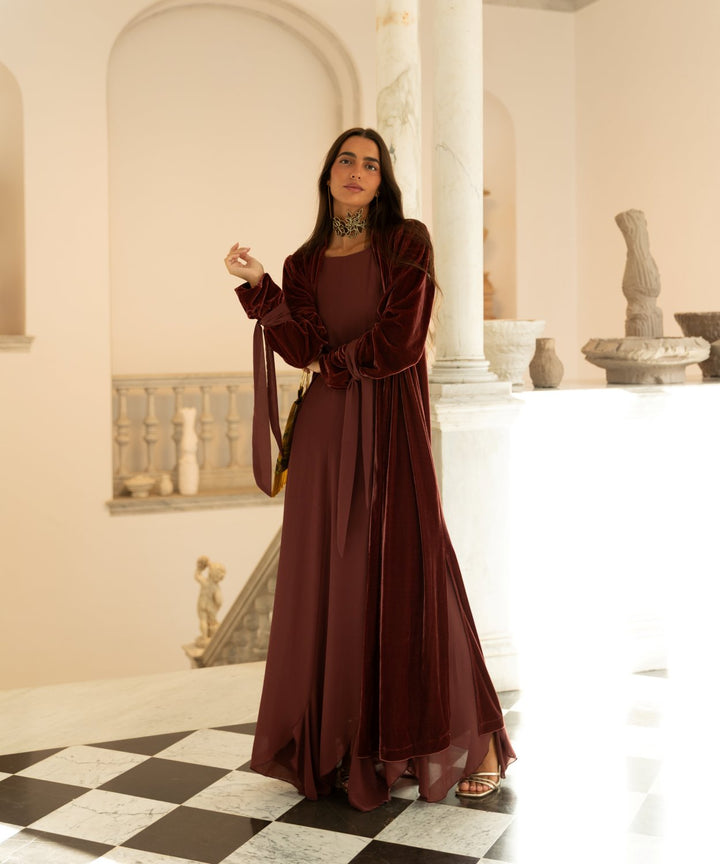 Kimono terciopelo barolo Carezza