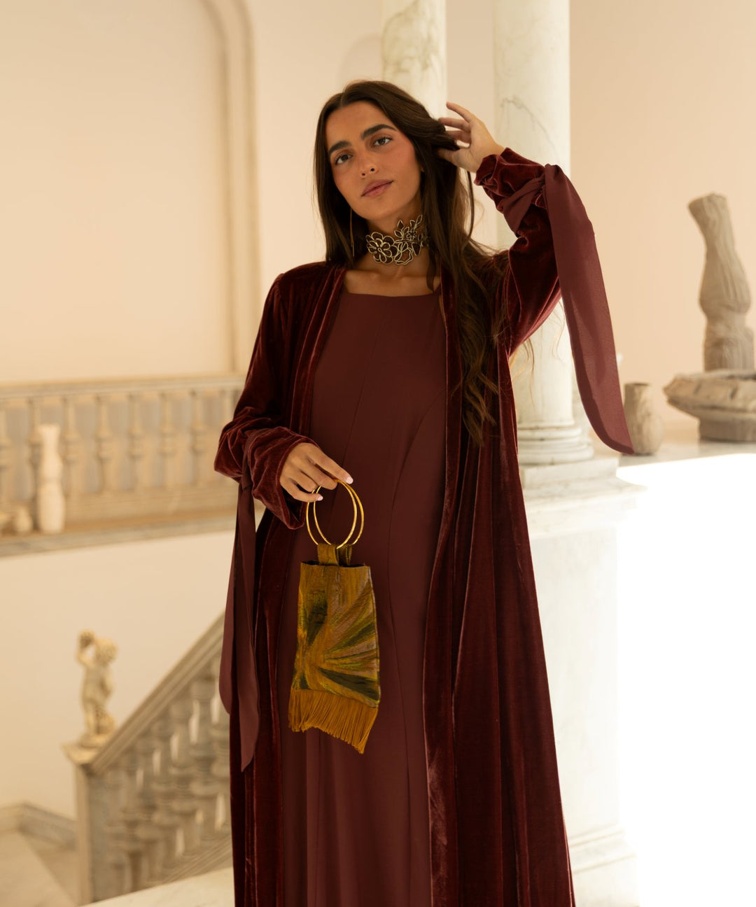 Kimono terciopelo barolo Carezza