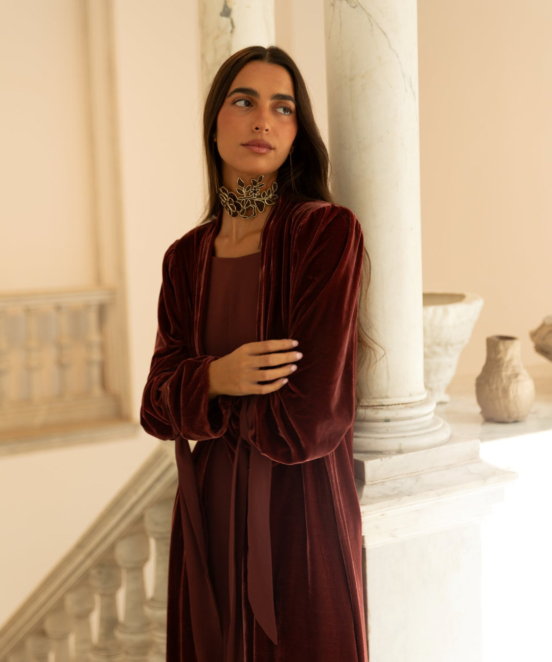 Kimono terciopelo barolo Carezza
