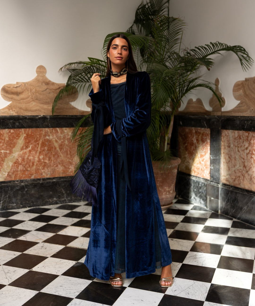 Kimono terciopelo marino Carezza
