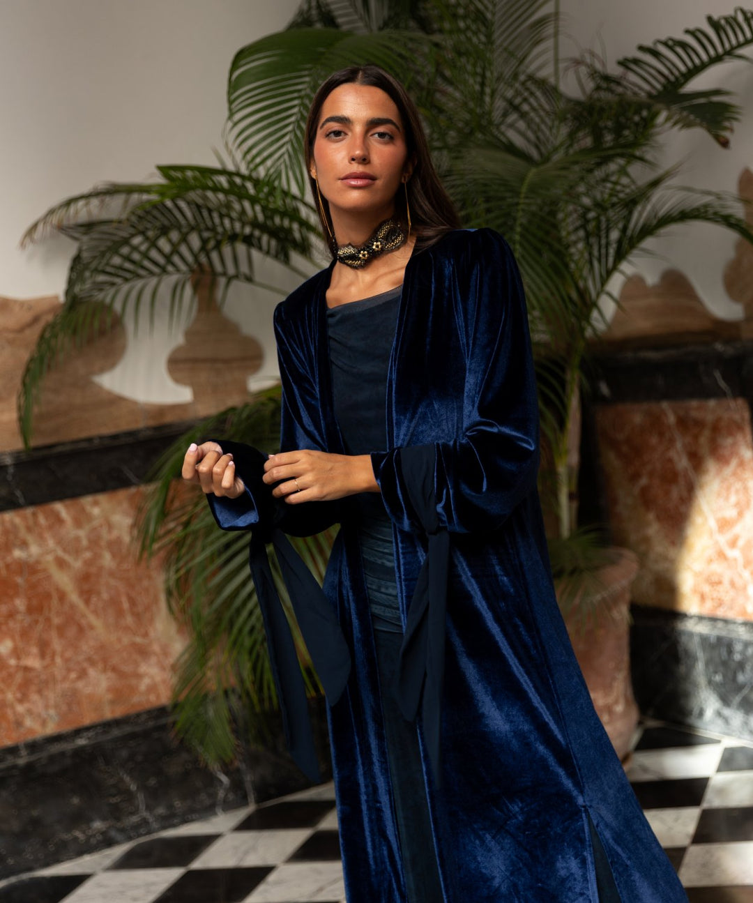 Kimono terciopelo marino Carezza