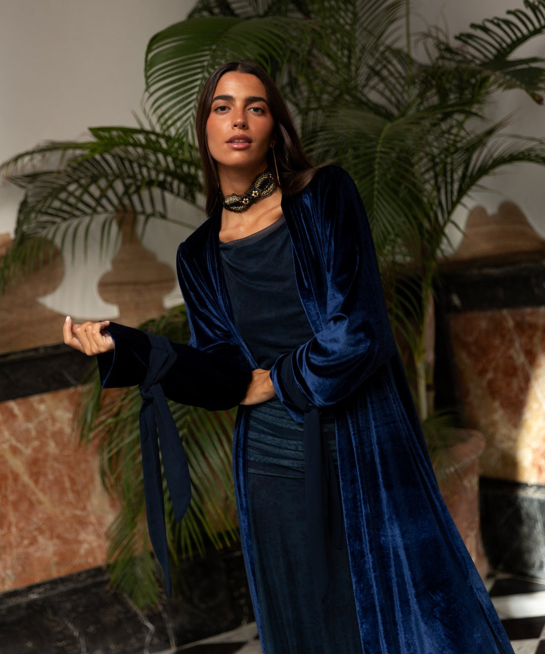 Kimono terciopelo marino Carezza