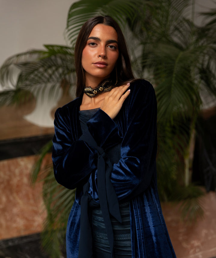 Kimono terciopelo marino Carezza