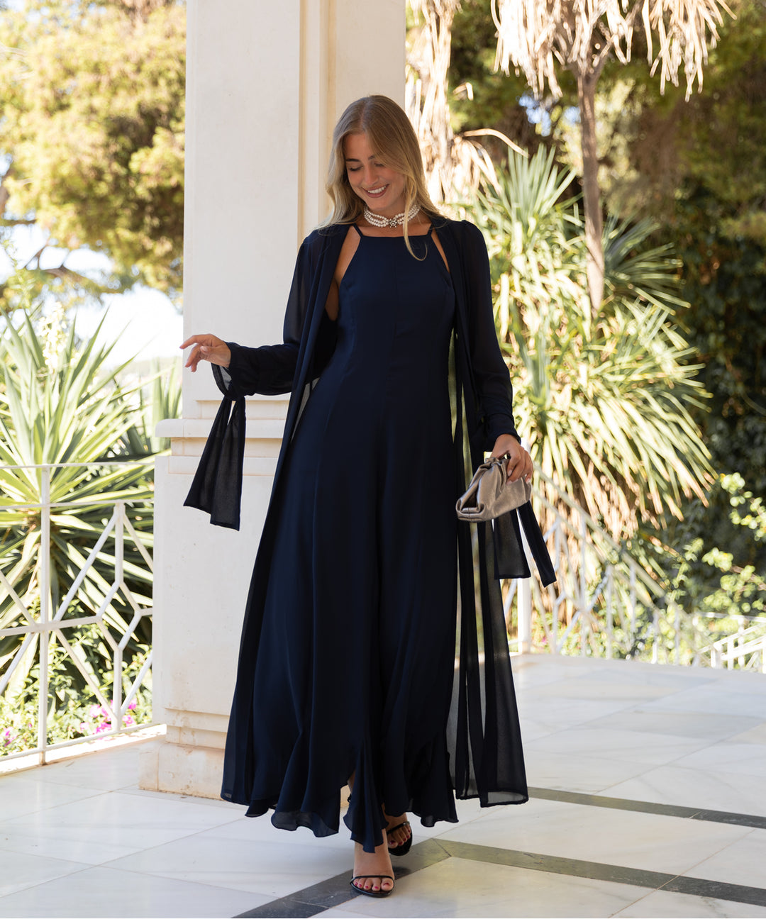 Navy gauze kimono
