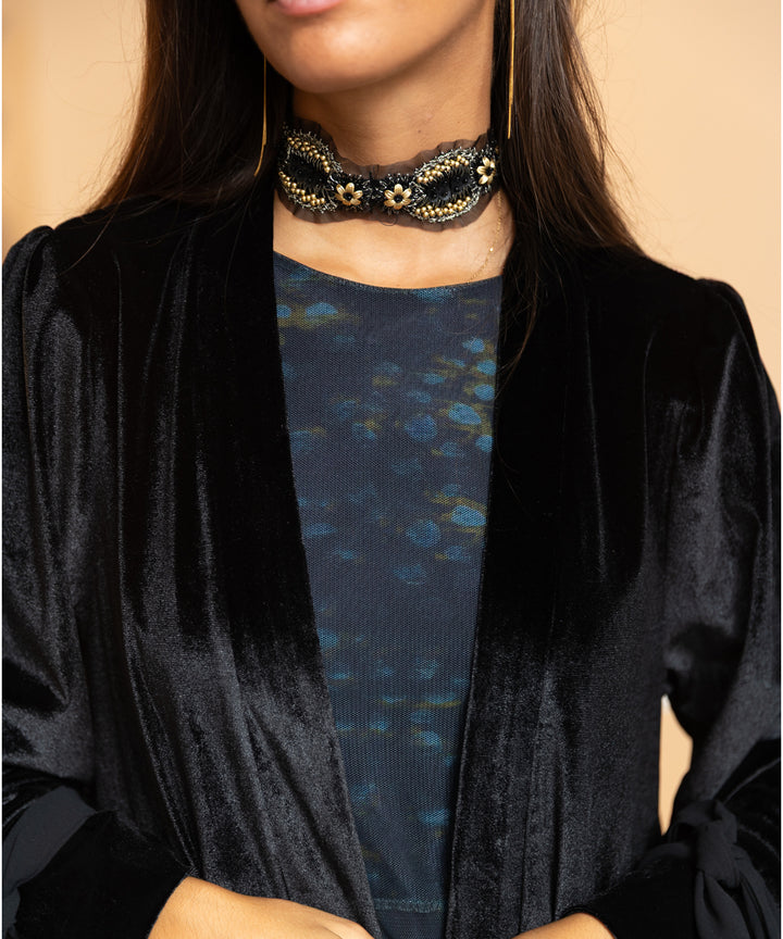 Kimono terciopelo negro Carezza
