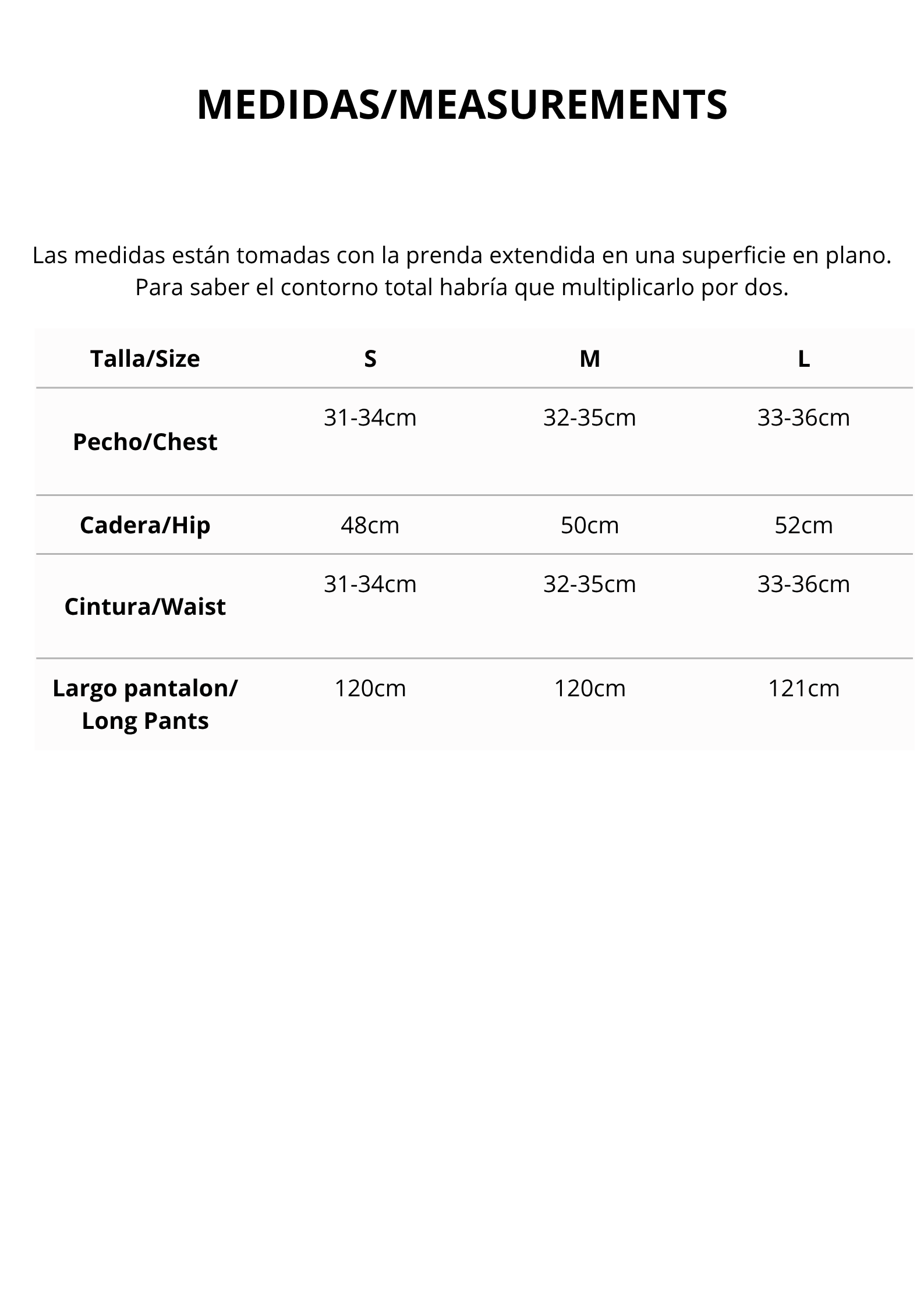 Tabla de Medidas >>