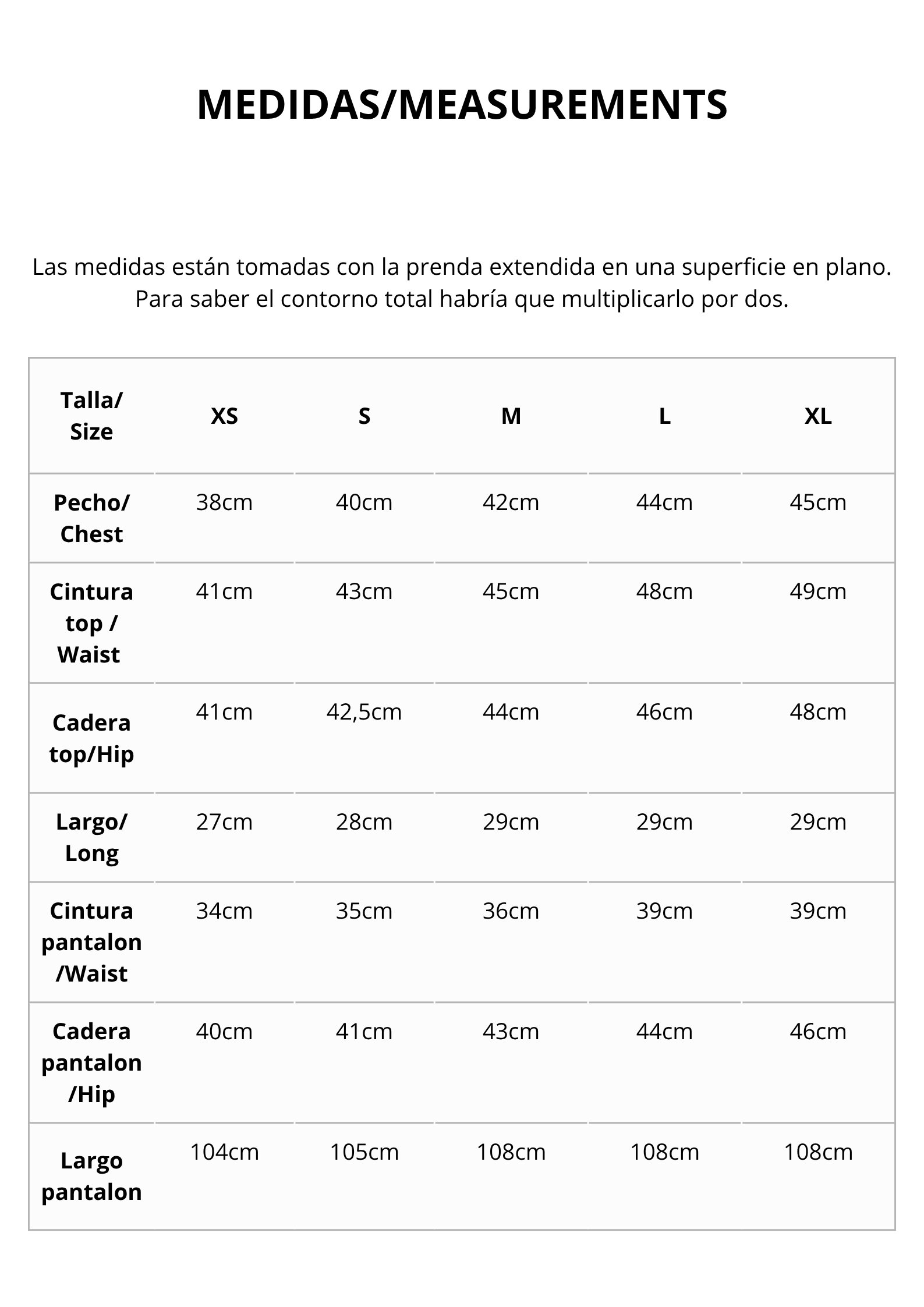 Tabla de Medidas >>
