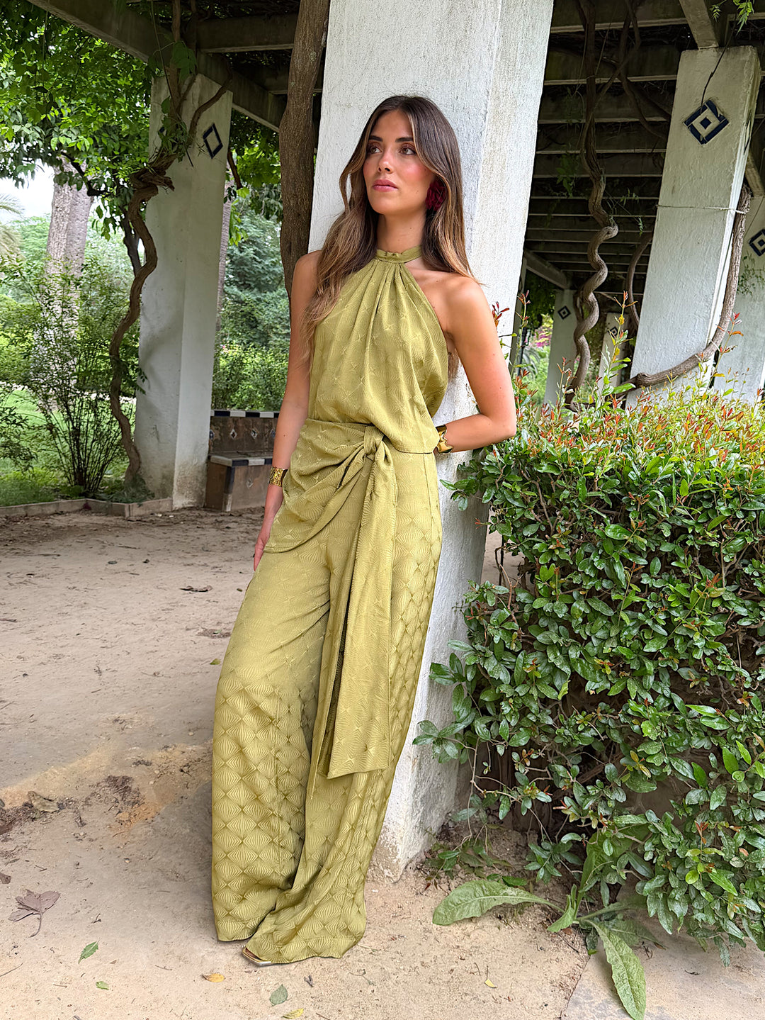 Conjunto jacquard Dalia oliva