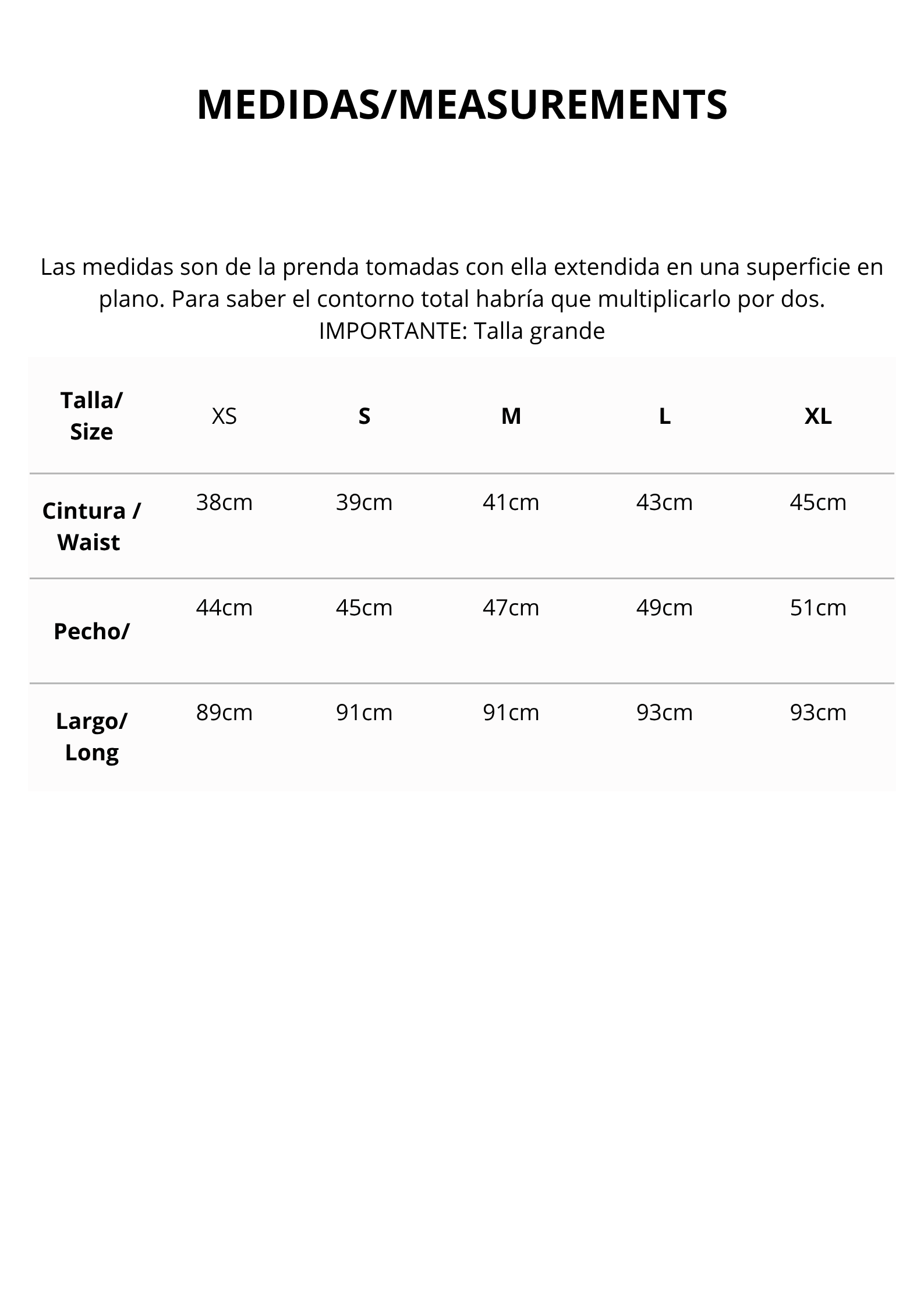 Tabla de Medidas >>