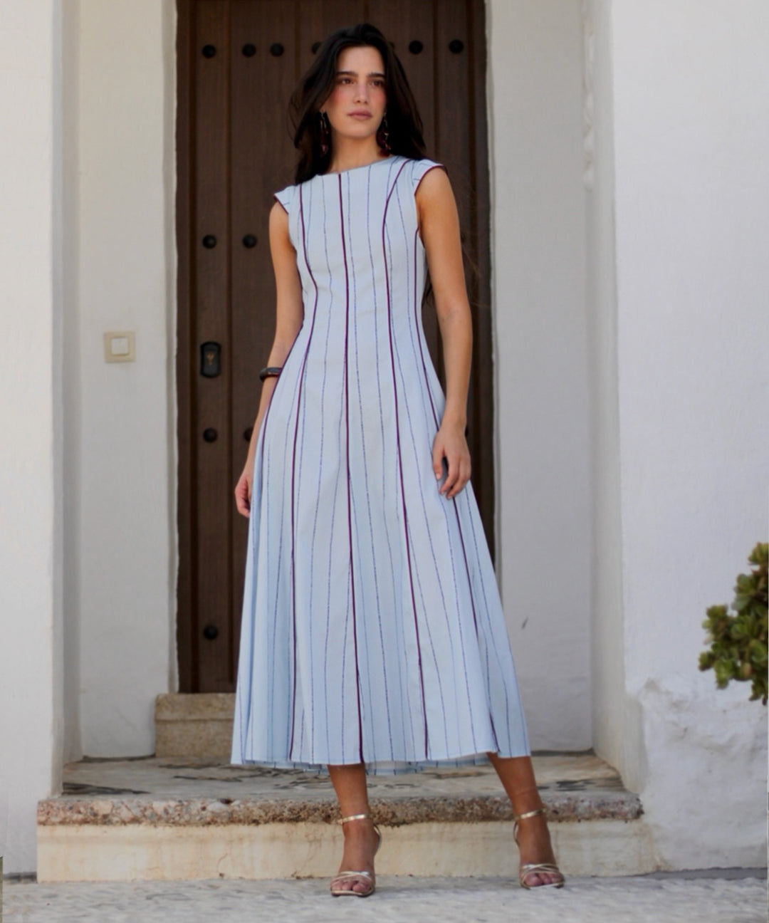 vestido estampado lineal riva de alliwant