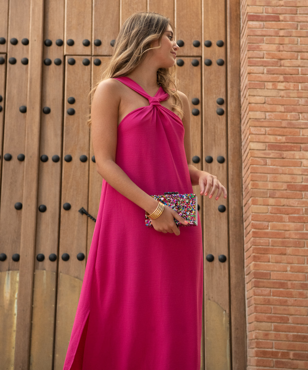 Vestido store rosa fluido